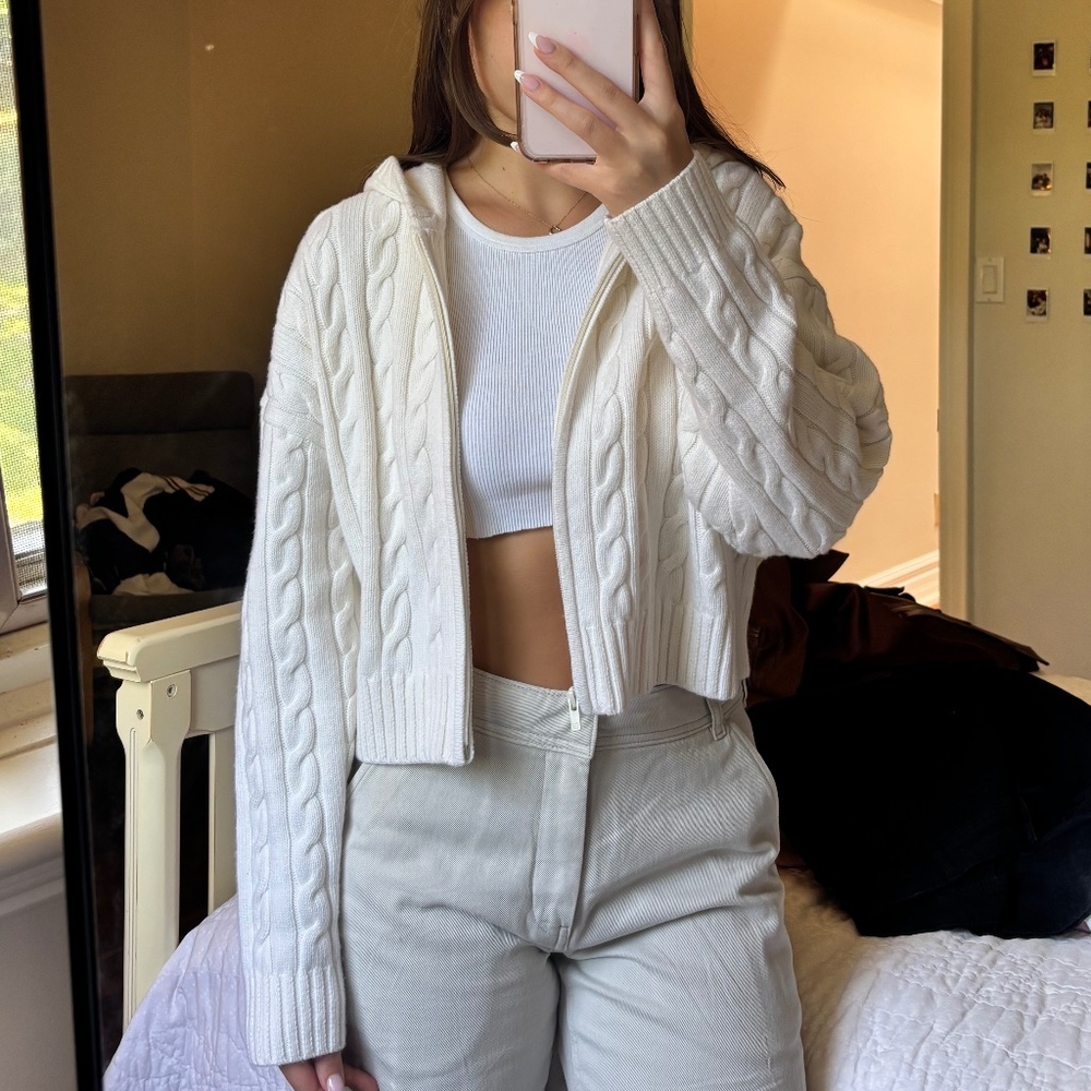 TNA cable knit zip up